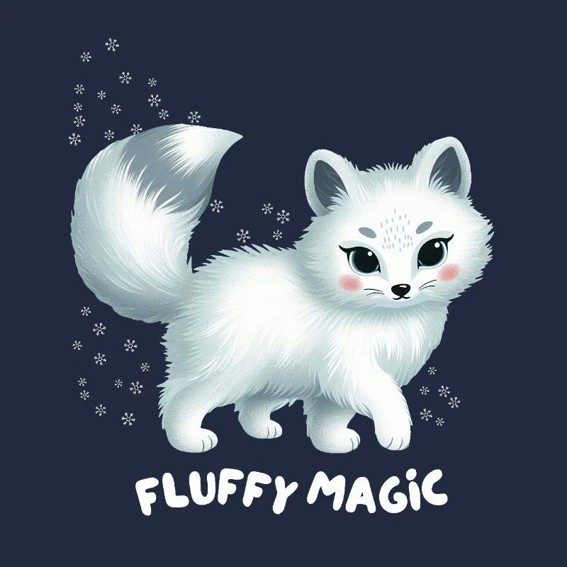 White Fox with Fluffy Kitty
