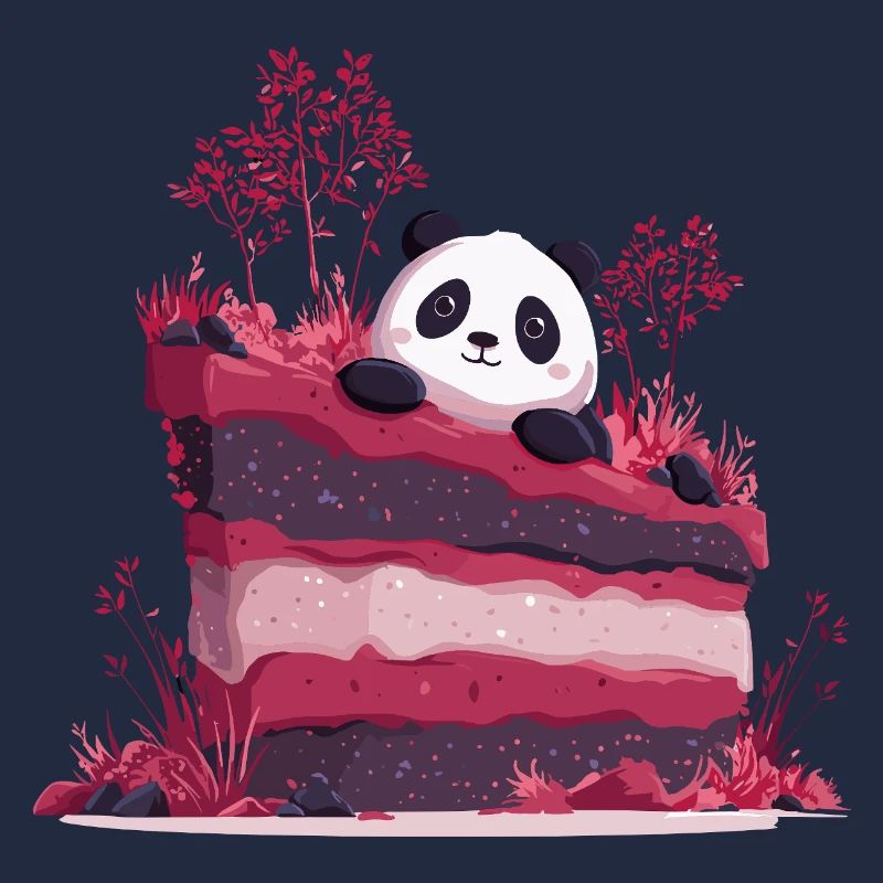 Panda auf pinkem Kuchenwald