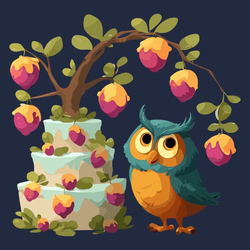 Eule am Obstkuchenbaum