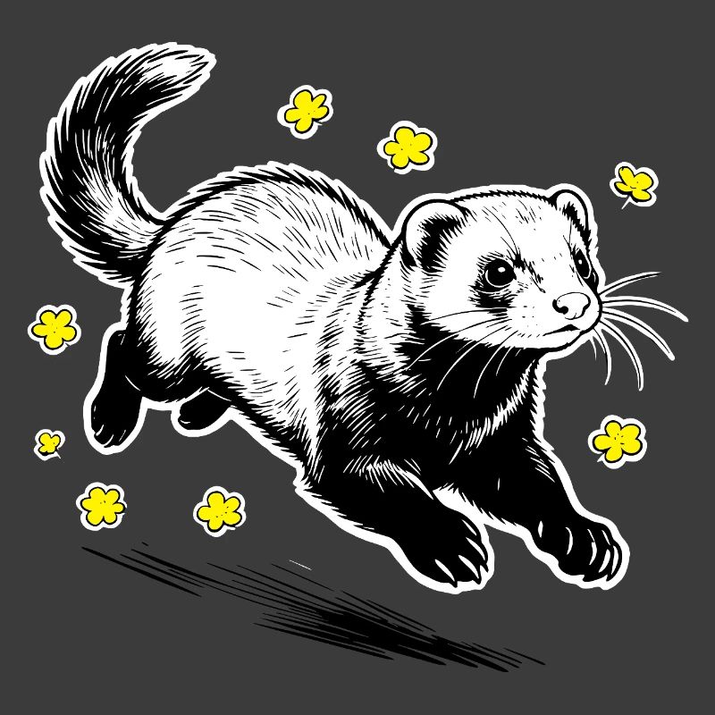 Frettchen in Blüten glitzern