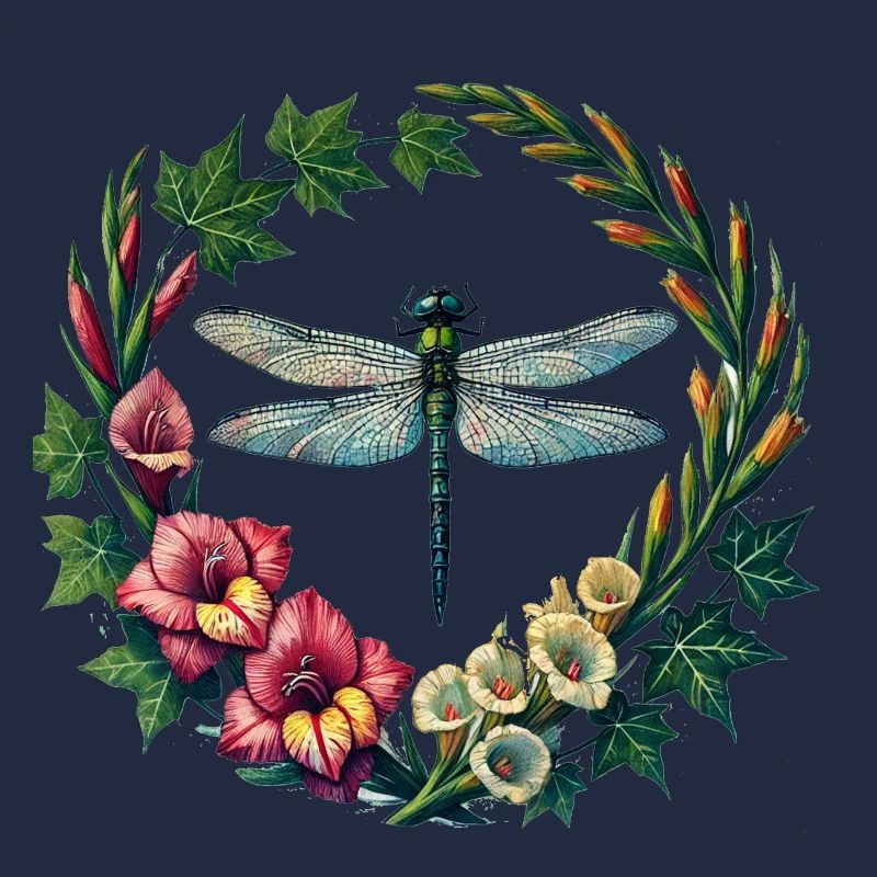 Libellen-Blumenkranzrahmen