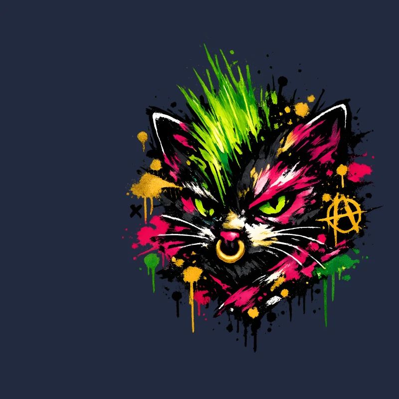 Éclaboussures de graffitis de chat néon