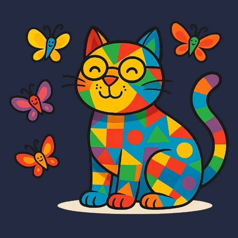 Patchwork Cat and Butterflies