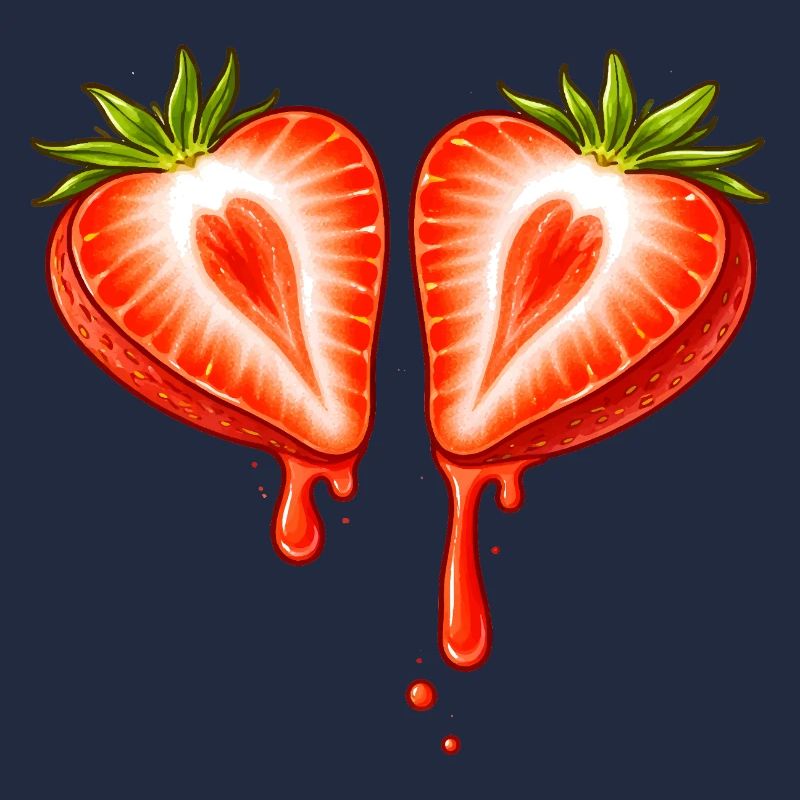 Geteilte Erdbeere mit Herzform 