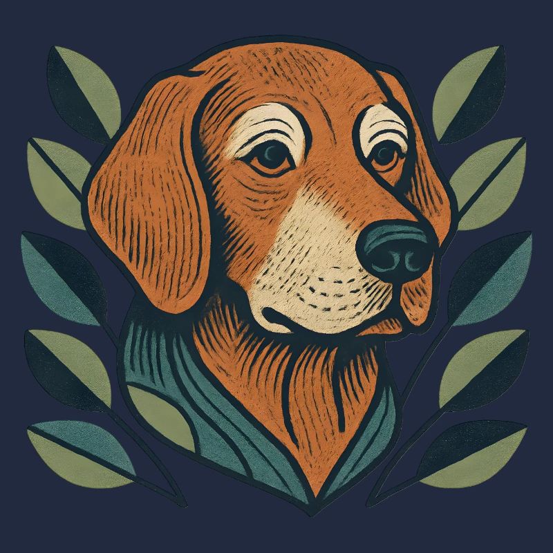 Beagle im Blattzweig Stil