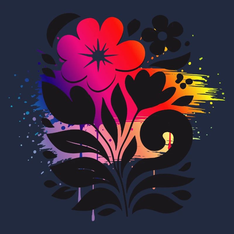 Floral Illustration with Gradient Modern Style