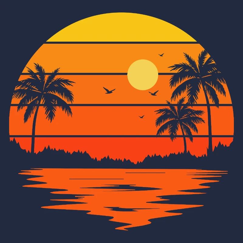 Sunset Retro Palm Tree