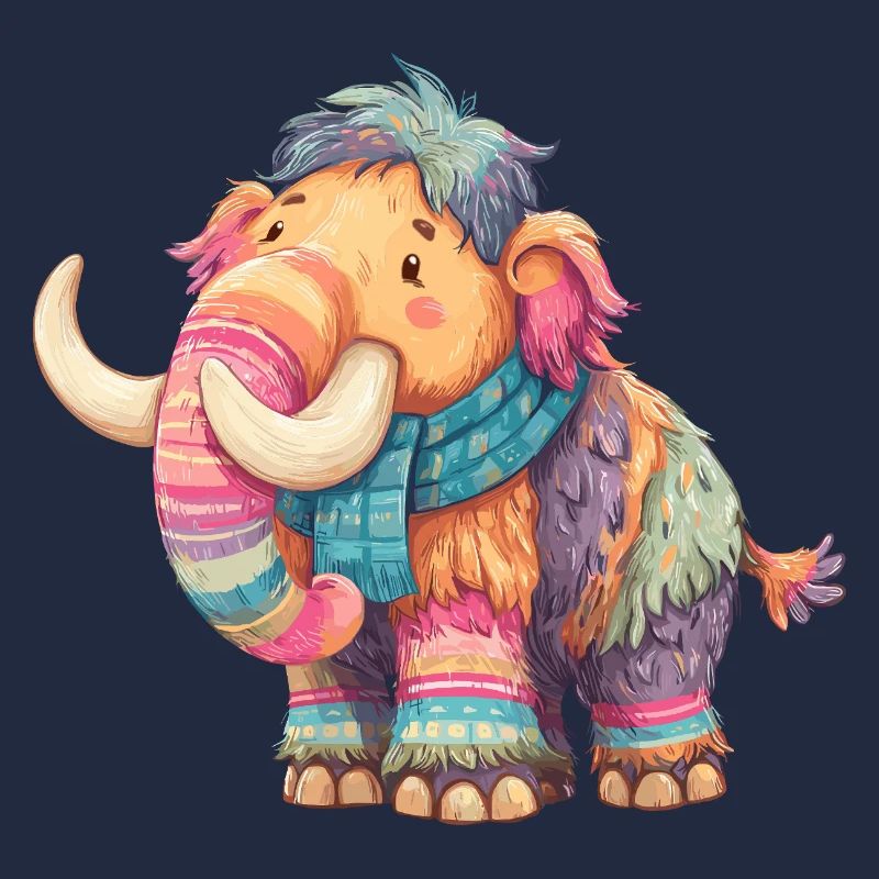 Buntmammut mit Schal