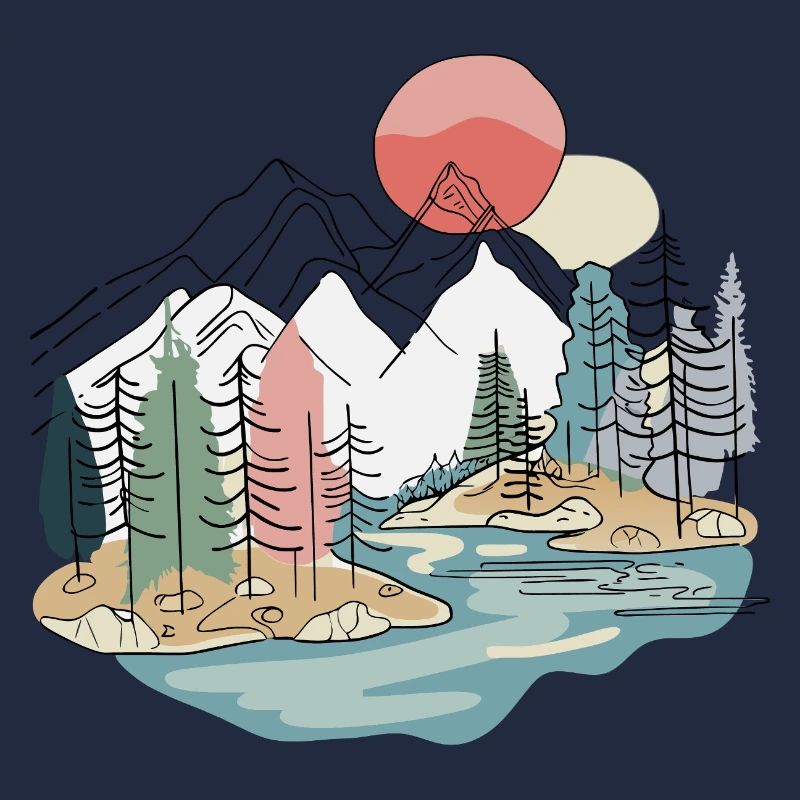 Landscape Mountain Boho Nature Minimalist