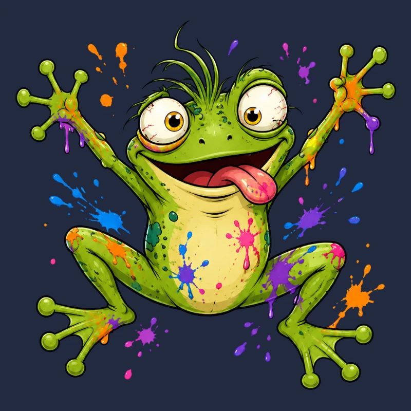 Frecher Frosch mit Farbklecksen