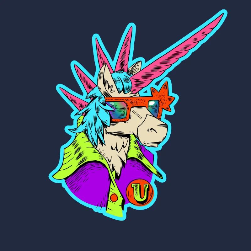 Neon-Einhorn Retro-Rocker