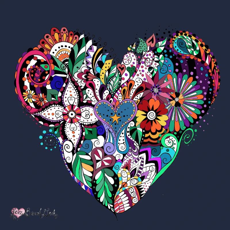 Mandala Herz bunt.
