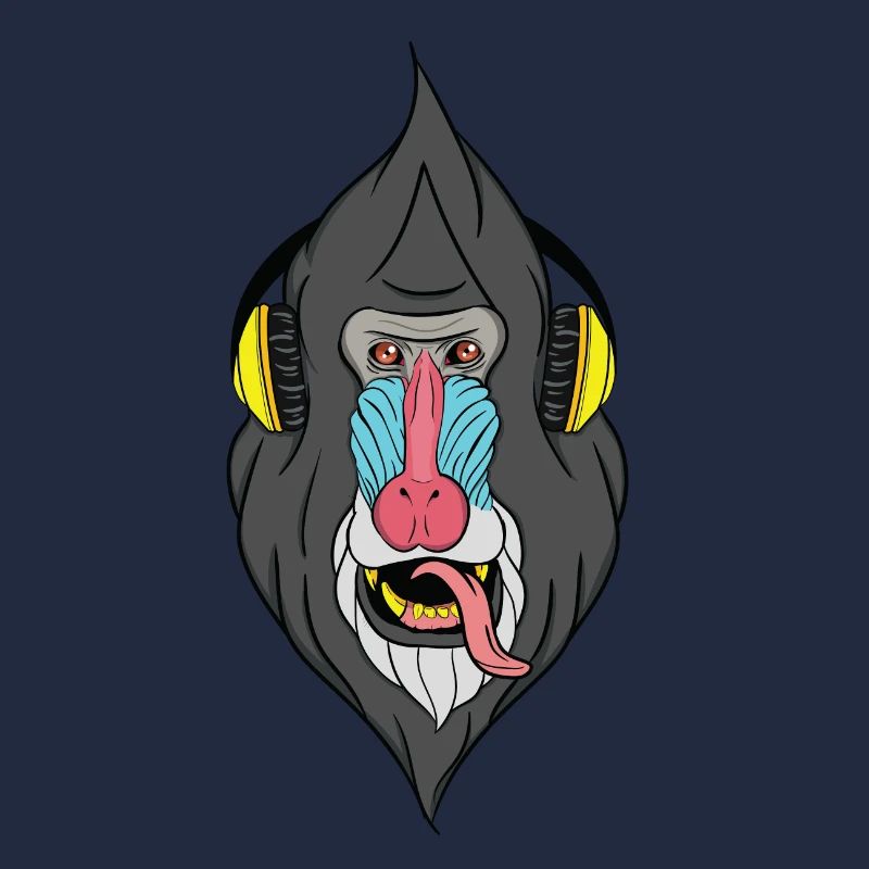 Affe mit Kopfhörer - Techno Affe