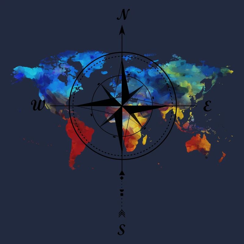 Compass with world map