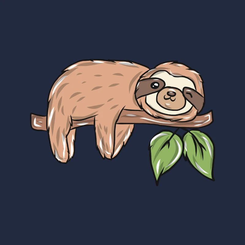 Faultier auf Ast mit Blättern