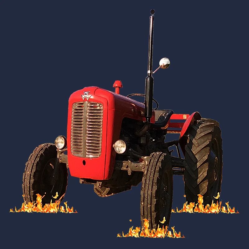 Roter Traktor im Feld