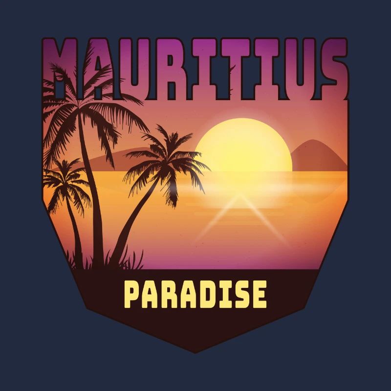Mauritius design with palm trees and sun / gift