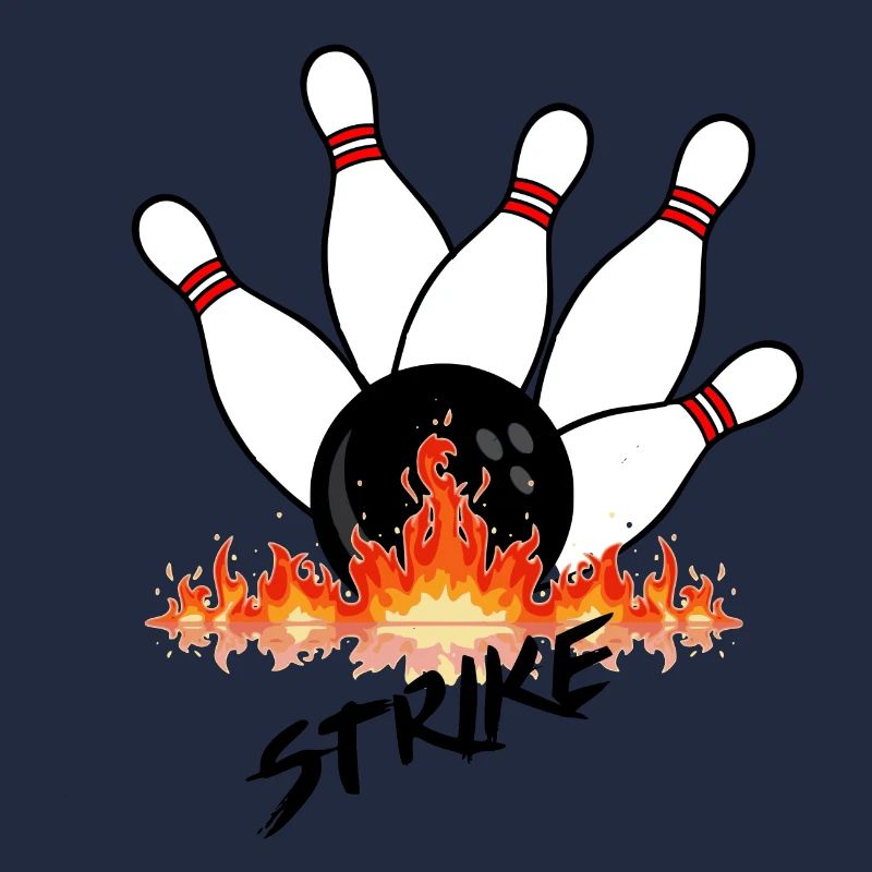 Flammende Bowlingkugeln und schwarze Kugel