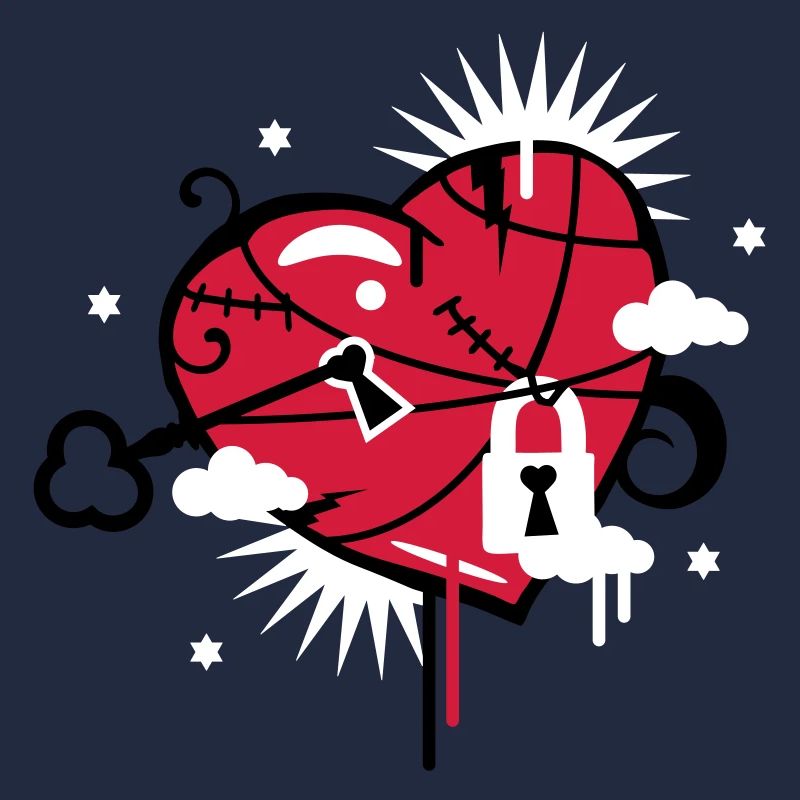 laced & repaired heart with keyhole