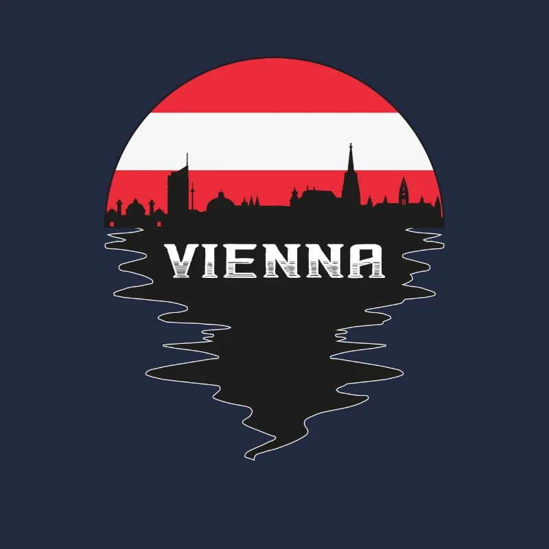 Vienna Austria Skyline Silhouette Austrian Flag Tr