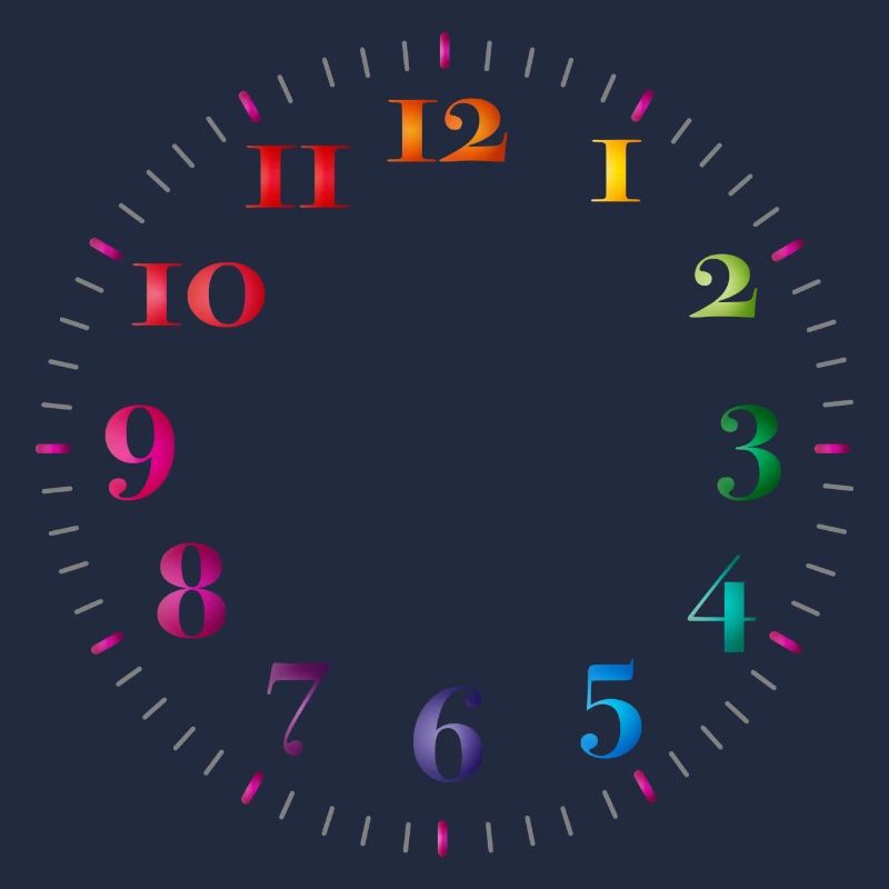 Dial with colored digits without clock hands