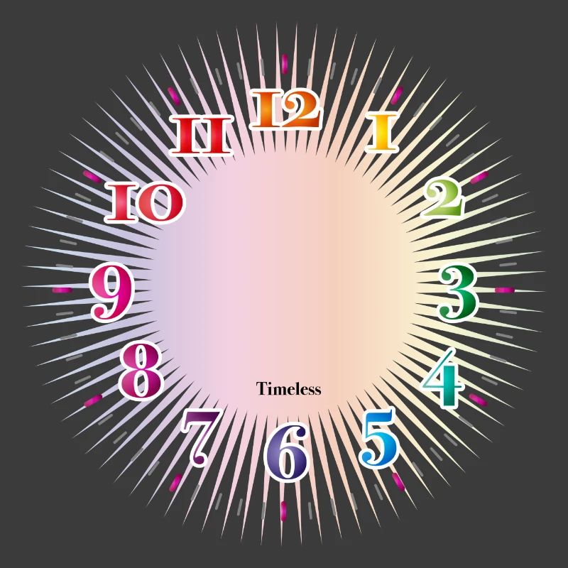 Dial with colorful numerals without clock hands
