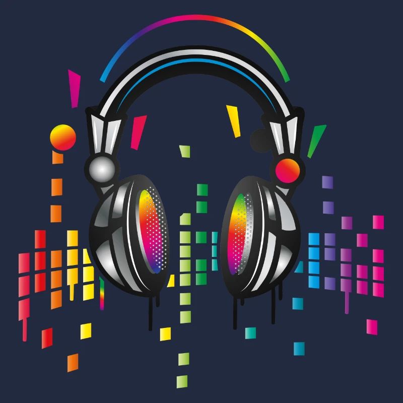 Kopfhörer mit bunter Equalizer Zeichnung