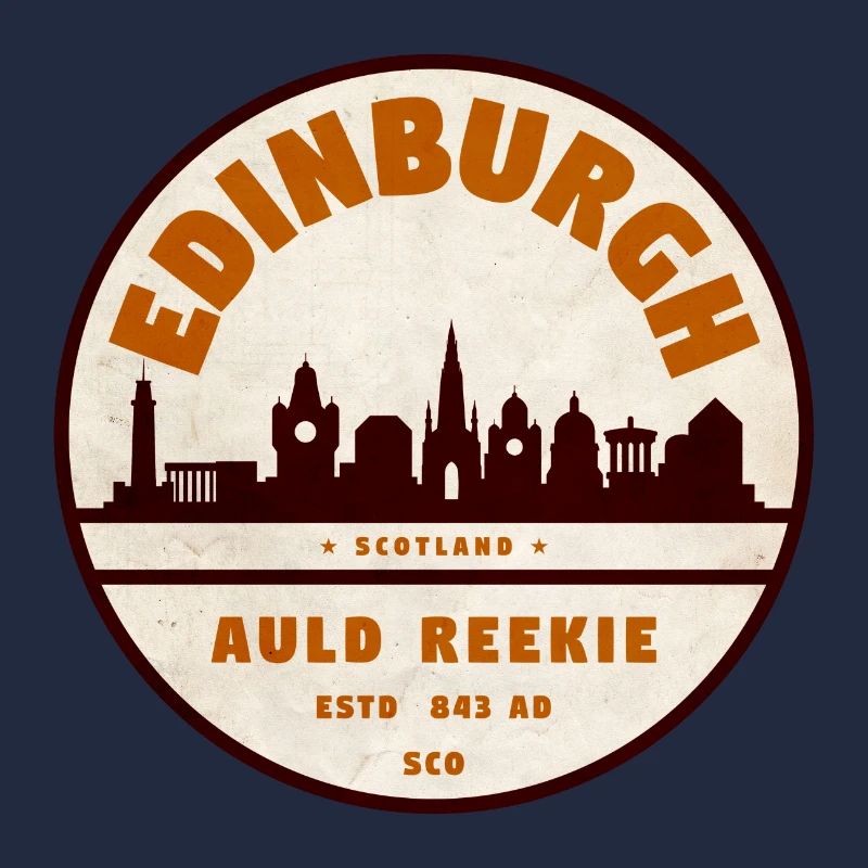Edinburgh Skyline Retro Abzeichen