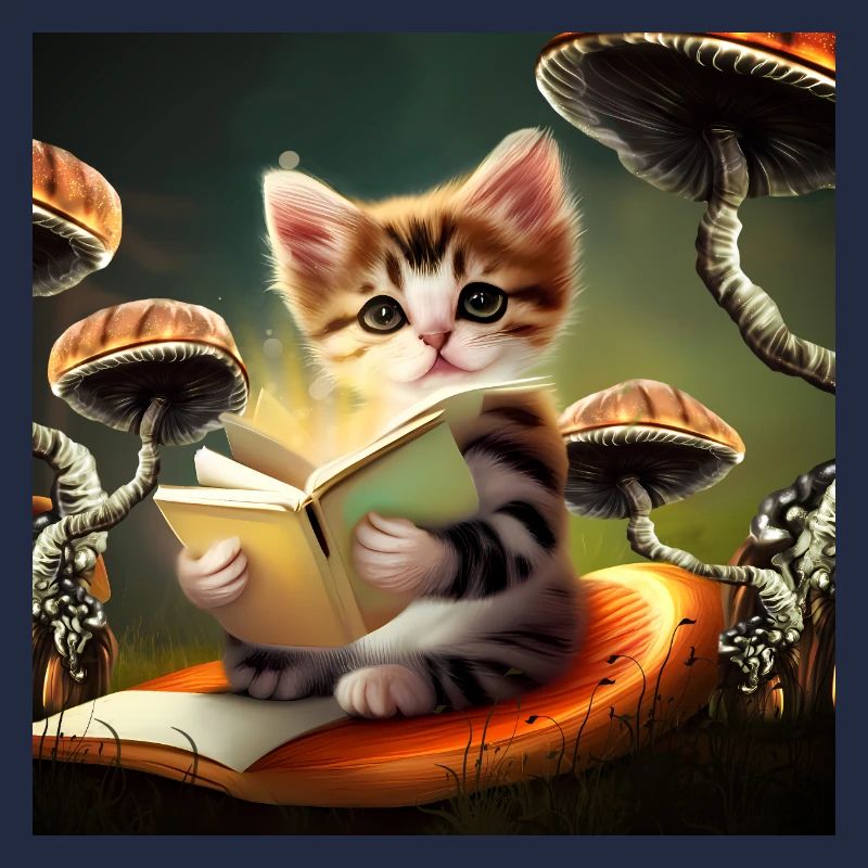 A cute kitten reading adventures