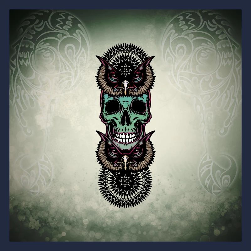 Totenkopf mit Eule