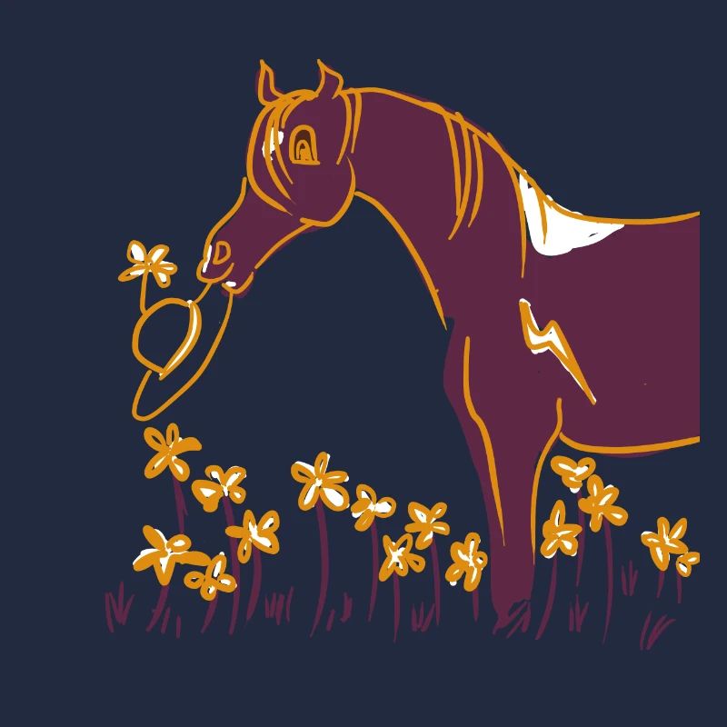 Lila Pferd mit Blumenring