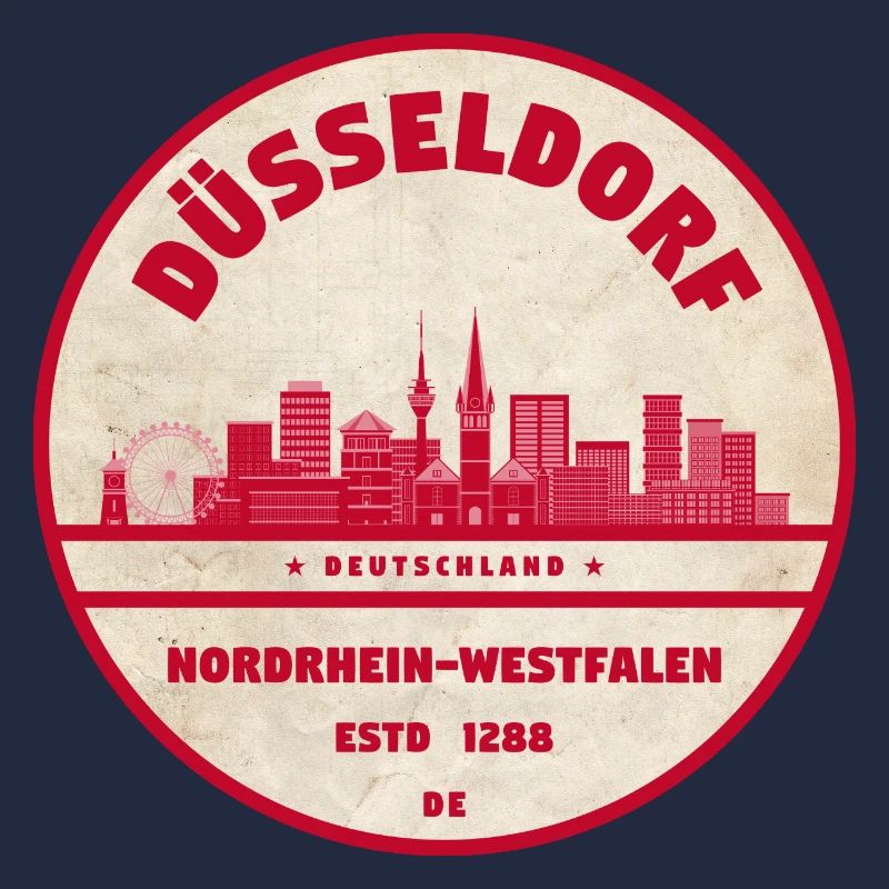 Timbre rétro de la Skyline de Düsseldorf