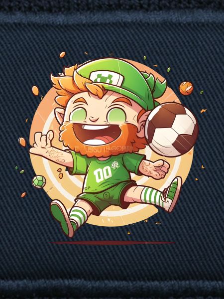 Cartoon Leprechaun mit Fußball