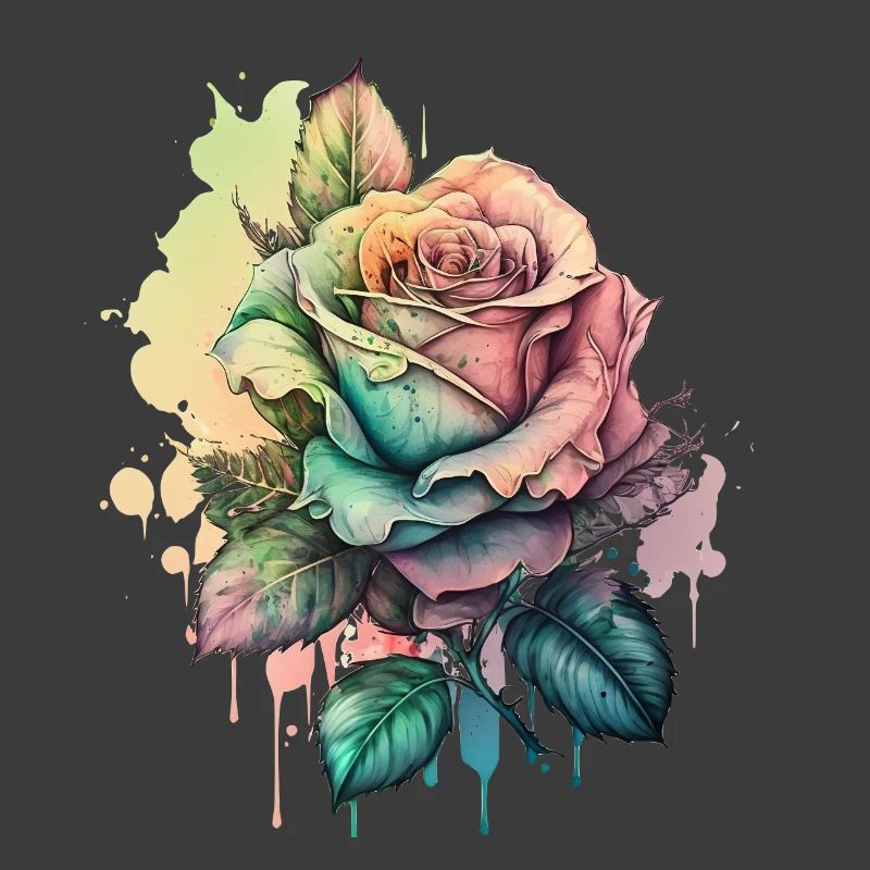 Rose Aquarelle colorée Tropical Creative Design