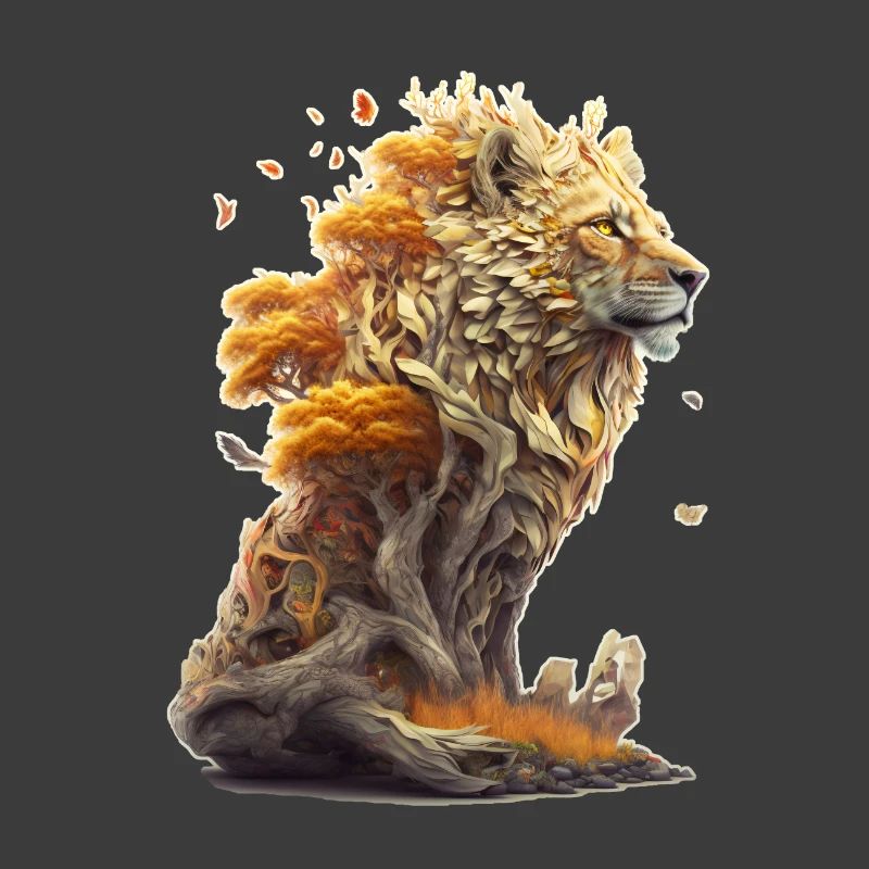 Lion avec des éléments de savane, conception de lion