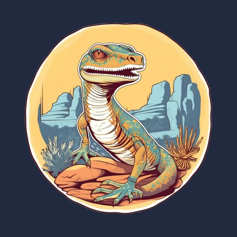 Dinosaurier im Wüstenpanorama