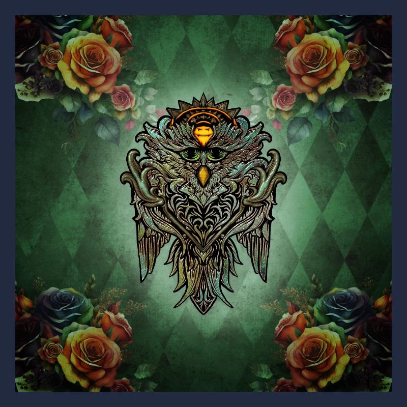 Awesome owl with roses