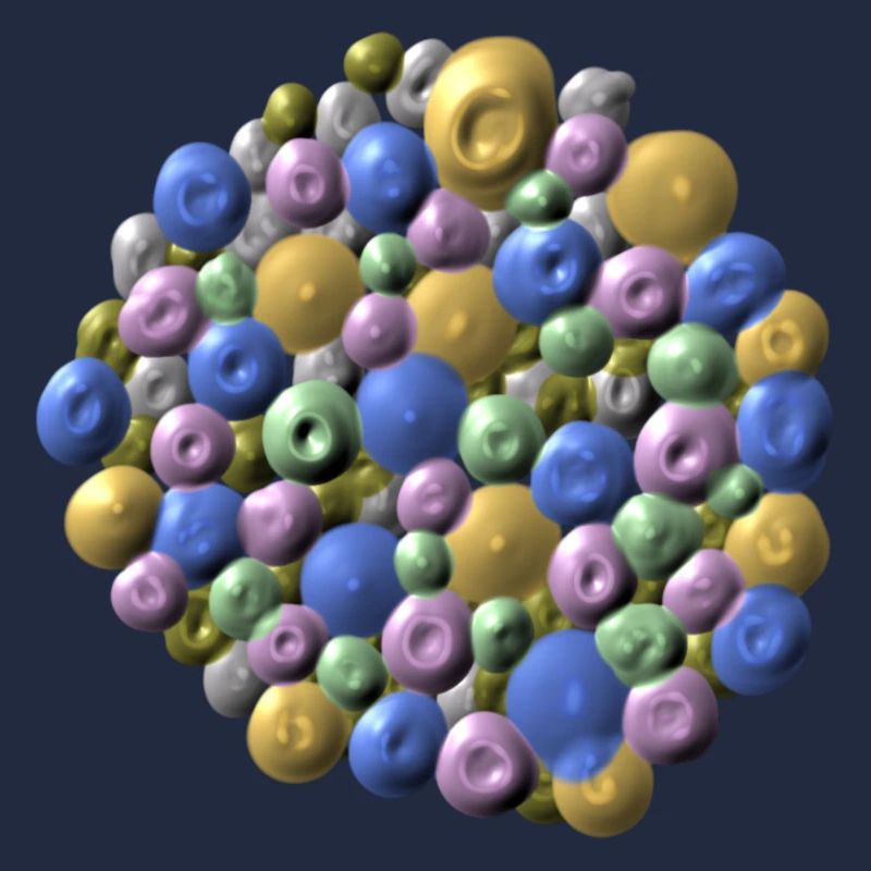 Structure moléculaire colorée aux couleurs pastel