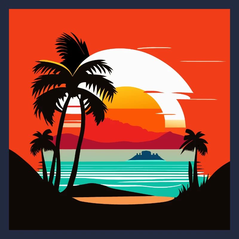 Coucher de soleil tropical sur la plage de palmiers