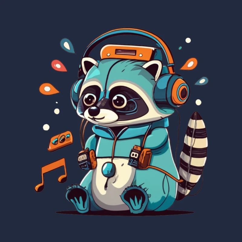 Waschbär DJ Kapuzenpullover in Aqua Neon