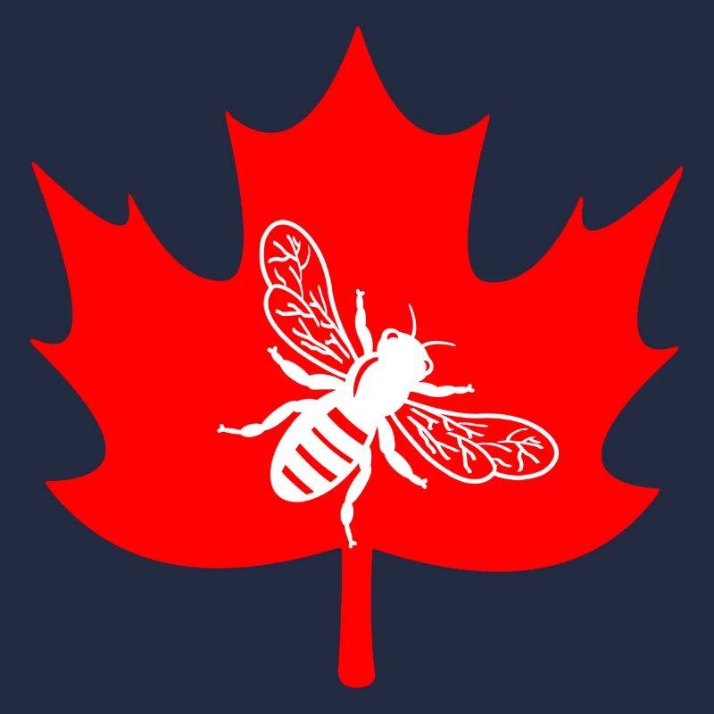 Canada white bee in maple leaf beekeeper logo