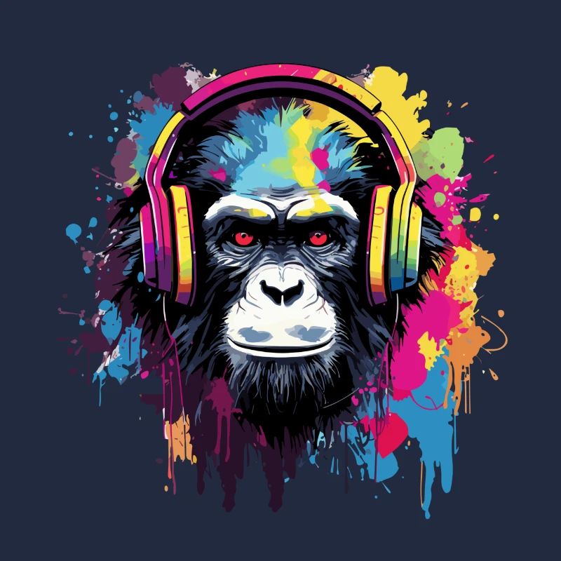Affe mit Kopfhörer Musik