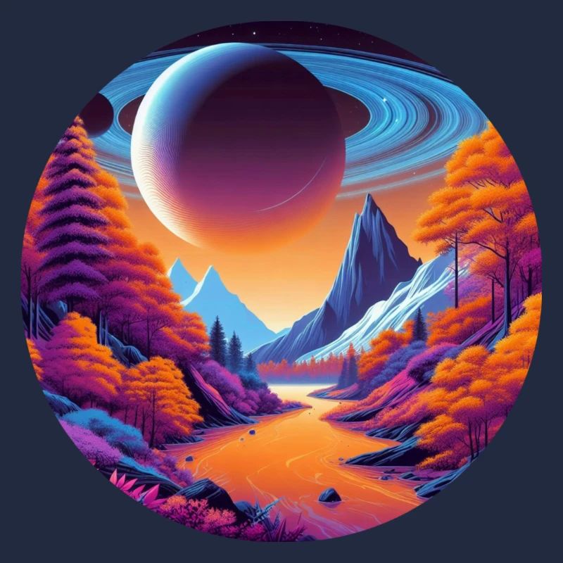Landschaft Mond Berge Bäume