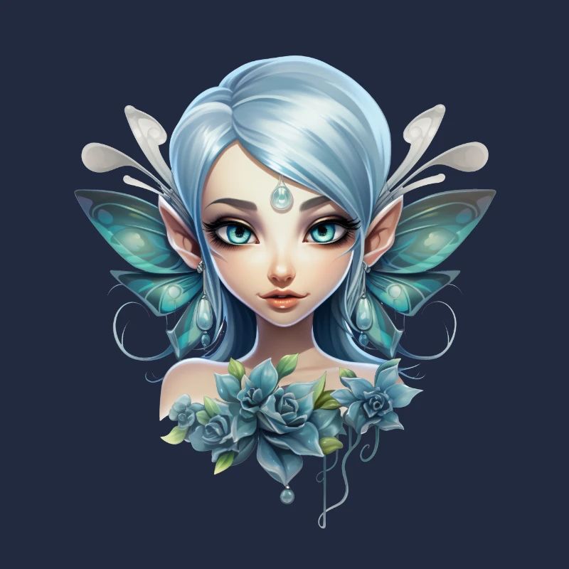 Blumen Fee mit Edelstein – Fantasy Design