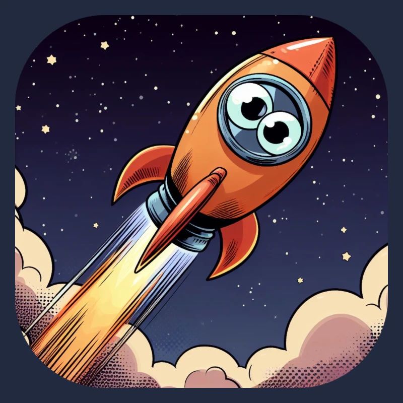 Comic Rocket with Eyes