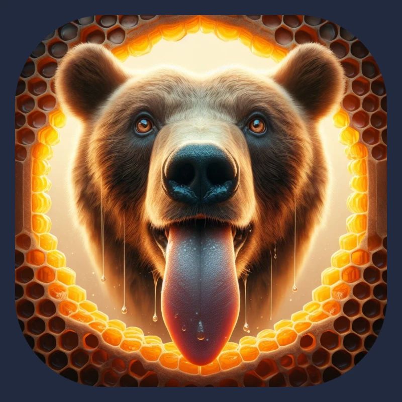 Hungry bear looking through a honeycomb