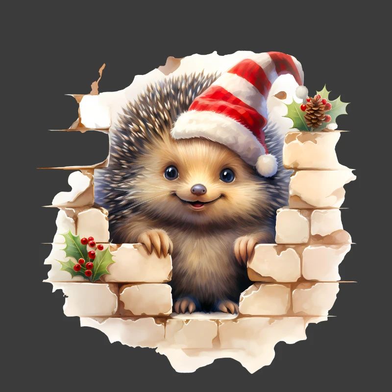 Hérisson de Noël dans le mur