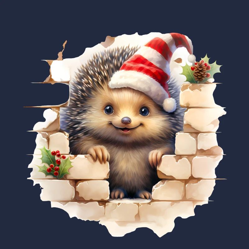 Hérisson de Noël dans le mur