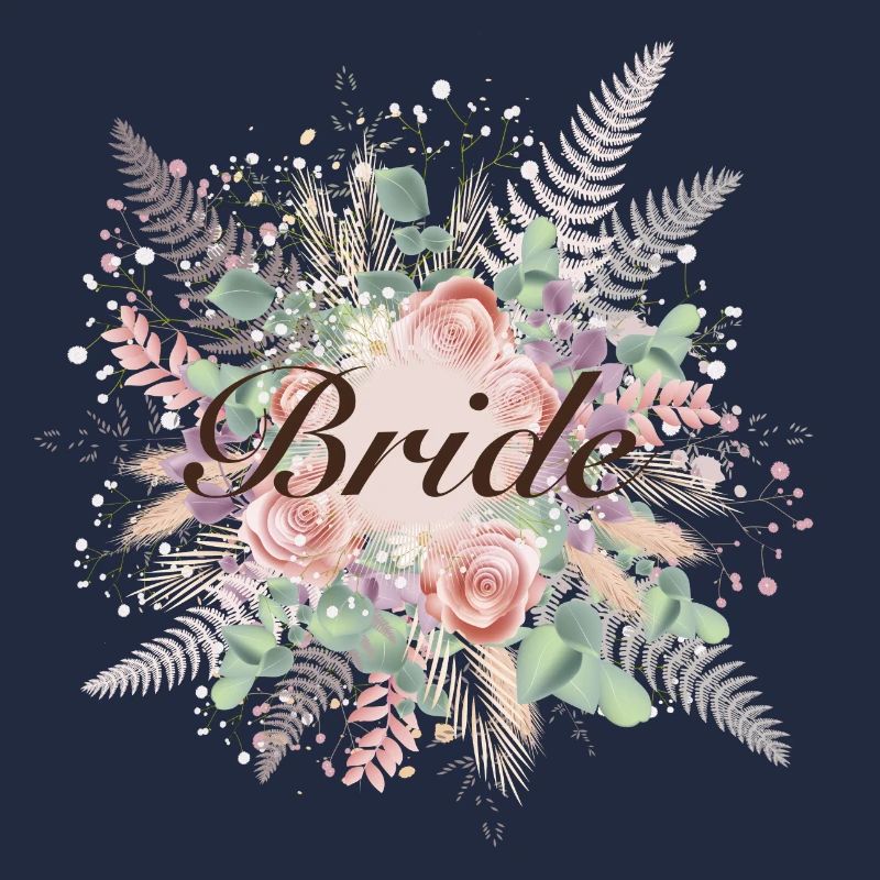 Bouquet de mariée dans des tons délicats avec lettrage