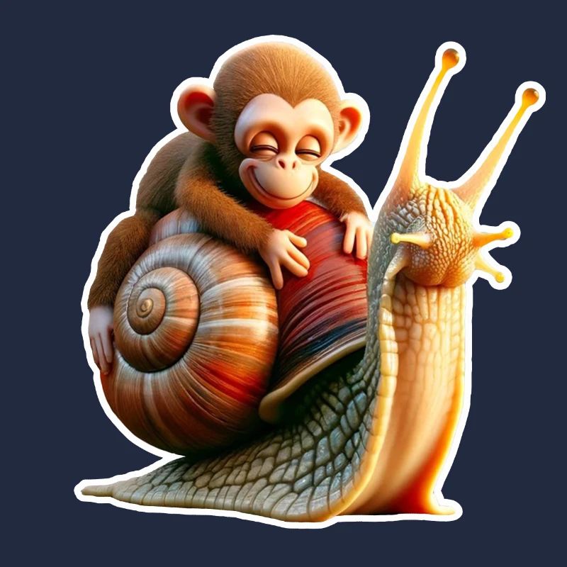 Singe sur l’escargot : amitié joueuse